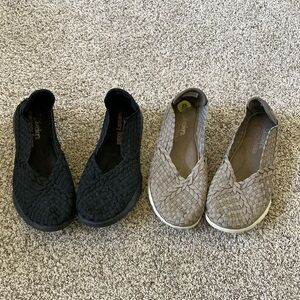 Skechers 1 Black and 1 Tan pair Comfortable Slip-On Shoes